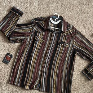 NWT Men's Striped Western Button-Up Shirt size XL